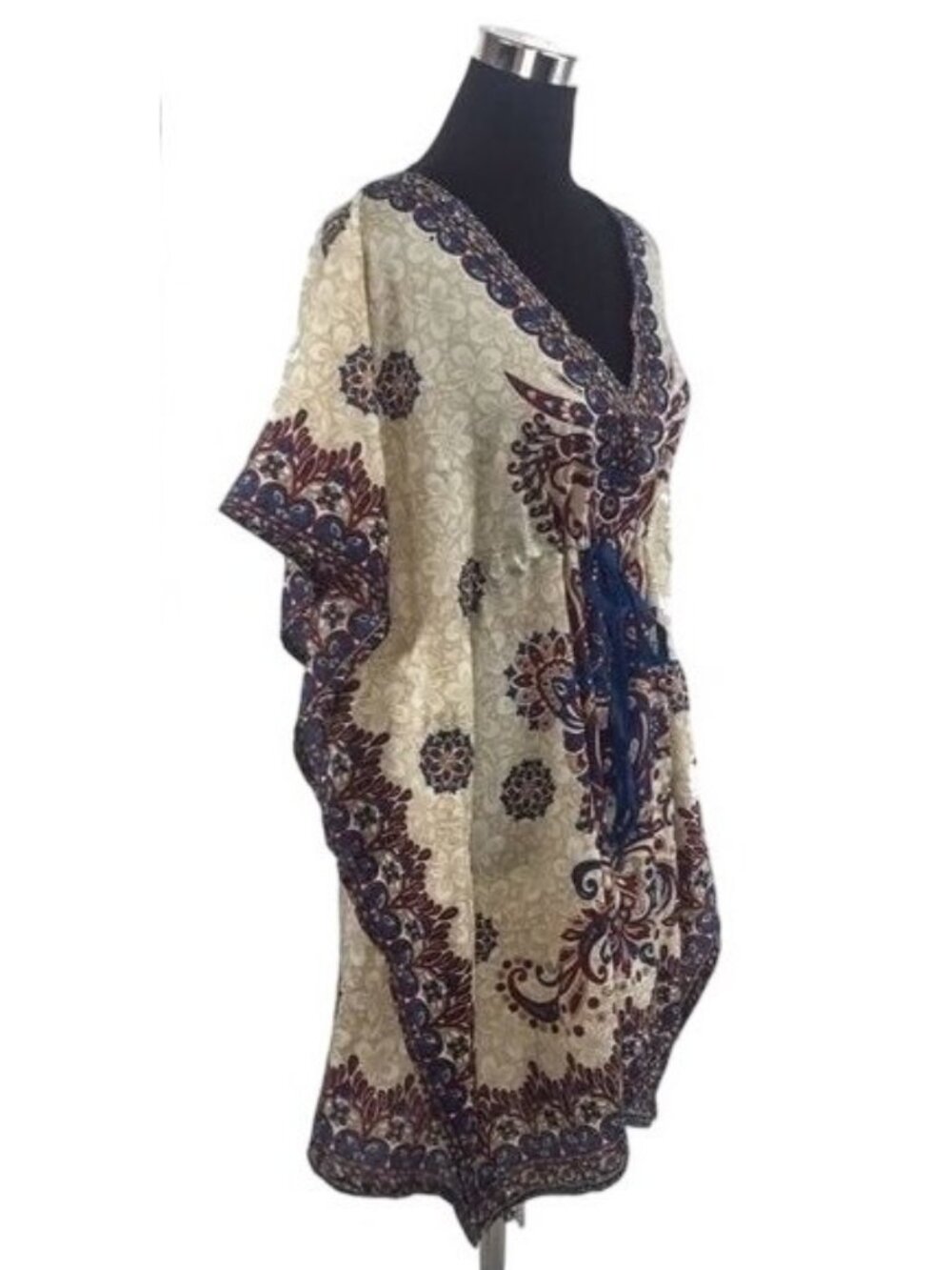VTG Ornate Medallion Empire Waist Kaftan Tunic M/L | Noughties Boho Indie Sleaze - Picture 3 of 7